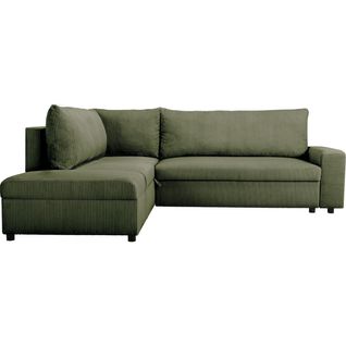 Canapé D'angle Convertible Réversible 4/5 Places En Velours Côtelé Vert Kaki - Malte