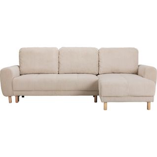 Canapé D'angle Convertible Réversible 3/4 Places En Velours Côtelé Beige - Alva