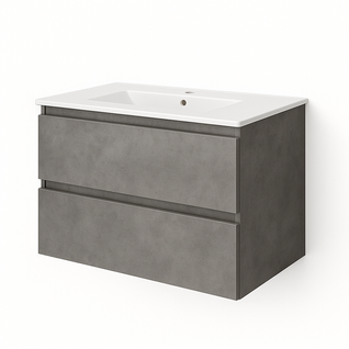 Ensemble Meuble De Salle De Bains Inglet 100cm Gris Cemento