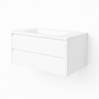 Ensemble Meuble Indico Blanc + Vasque Céramique Flat 100cm