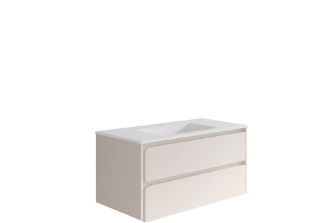 Ensemble Meuble Indico Cotton/blanc + Vasque Céramique Flat 100cm