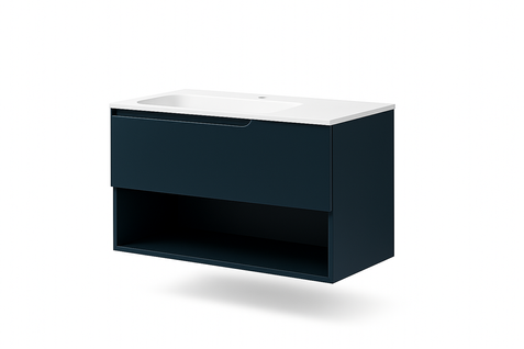 Ensemble Meuble Eleven + Vasque Céramique Flat 100cm Bleu Navy