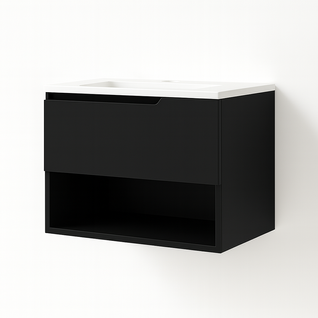 Ensemble Meuble Eleven + Vasque Céramique Flat 100cm Noir