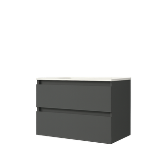 Meuble De Salle De Bain Box Gris Brillant 100cm