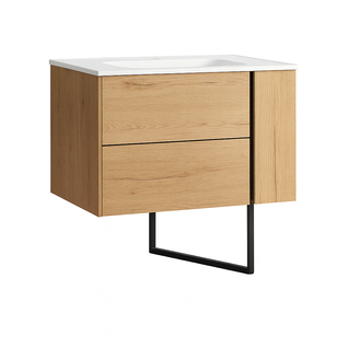 Ensemble Meuble Vasque Black Onix Sur Pied Couleur Chêne 100cm