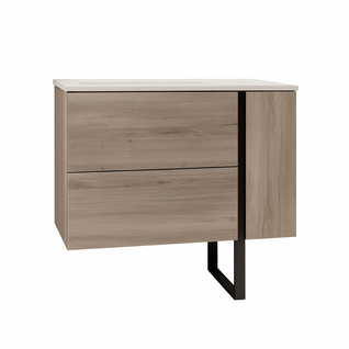 Ensemble Meuble Vasque Black Onix Sur Pied Iron Oak 80cm