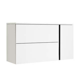 Ensemble Meuble Vasque Black Onix Suspendu Blanc Laqué Brillant 80cm