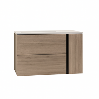 Ensemble Meuble Vasque Black Onix Suspendu Iron Oak 80cm