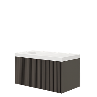 Ensemble Meuble Bari + Vasque Céramique Flat - 60cm Ceniza