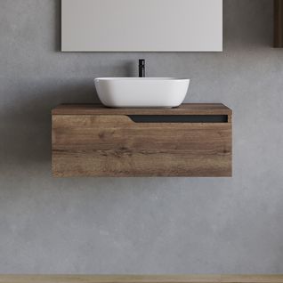 Meuble De Salle De Bain 80cm Avec Cuve - Sans Miroir - 1 Tiroir - Tabaco (bois Foncé) - Cadix