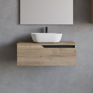 Meuble De Salle De Bain 80cm Avec Cuve - Sans Miroir - 1 Tiroir - Miel (chêne Clair) - Cadix