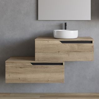 Meuble De Salle De Bain 120cm Avec Cuve - Sans Miroir - 2 Tiroirs - Miel (chêne Clair) - Cadix