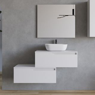 Meuble De Salle De Bain 120cm Avec Cuve - 2 Tiroirs - Blanc - Cadix