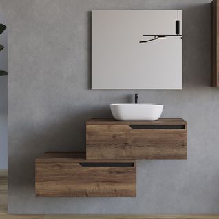 Meuble De Salle De Bain 120cm Avec Cuve - 2 Tiroirs - Tabaco (bois Foncé) - Cadix