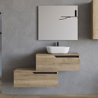 Meuble De Salle De Bain 120cm Avec Cuve - 2 Tiroirs - Miel (chêne Clair) - Cadix