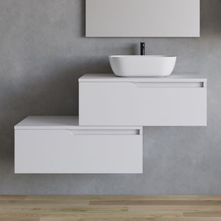 Meuble De Salle De Bain 120cm Avec Cuve - Sans Miroir - 2 Tiroirs - Blanc - Cadix