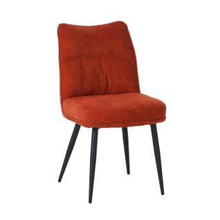 Chaise Louise Tissu Terracotta Pieds Métal