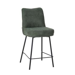 Tabouret De Bar Léon Tissu Vert Pieds Métal
