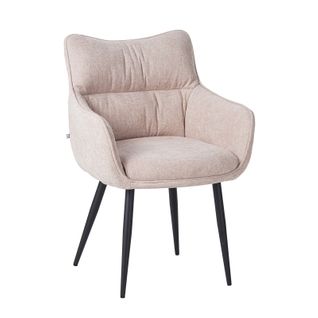 Fauteuil Repas Lucas Tissu Beige Pieds Métal