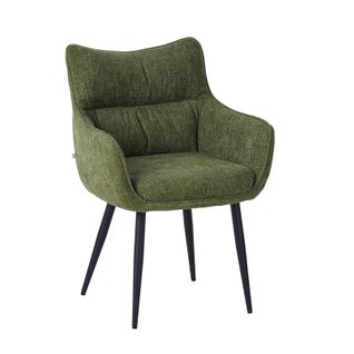 Fauteuil Repas Lucas Tissu Vert Pieds Métal