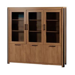 Vitrine 3+3 Portes Arrondis Noir/naturel