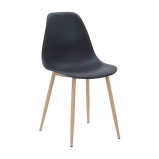 Chaise Pp Noir Pieds Métal Effet Bois