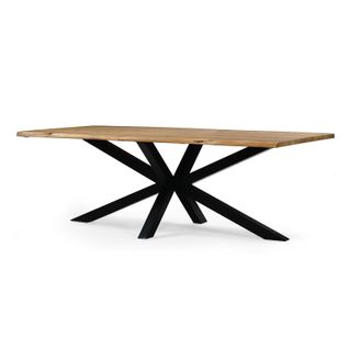 Table à Manger 260 X 110 Cm Olivia Acacia Pied Métal