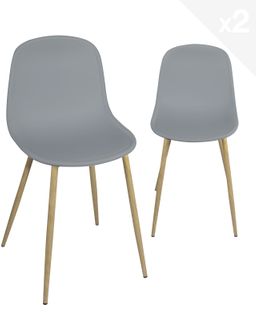 Lot 2 Chaises De Cuisine Design Scandinave Pieds Métal Ton Bois Clair Yeni (gris)