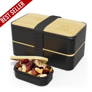 Bento Original 1,2 L Noir Et Décor Bambou En Plastique