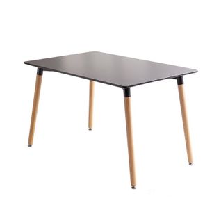 Table Style Scandinave 120x80cm Plateau Noir Et Pieds En Bois Massif