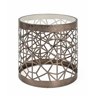 Table D'appoint Ronde En Verre "nila" 50cm Bronze