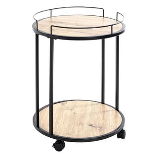 Desserte De Cuisine Ronde "ascola" 60cm Noir et Chêne