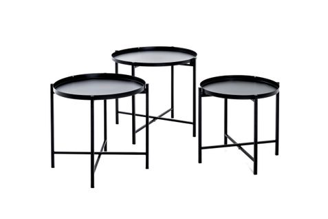 Lot De 3 Tables Basses Liroy En Métal Noir