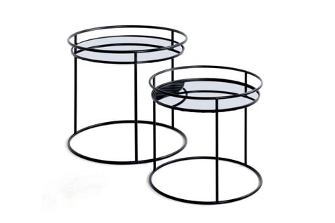 Tables Basses Grace En Métal Et Miroir Lot De 2 - Noir