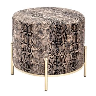 Tabouret En Velours "motif Serpent" 35cm Marron