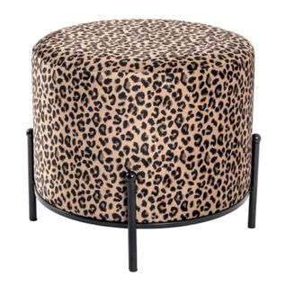 Tabouret En Velours "motif Léopard" 35cm Marron