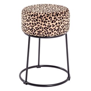 Tabouret En Velours "motif Léopard" 46cm Marron