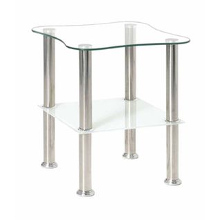 Table D'appoint En Verre "henia" 47cm Blanc
