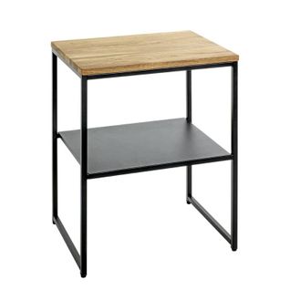 Table D'appoint 2 Niveaux "pika" 60cm Chêne et Noir