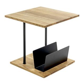 Table D'appoint et Porte Revues "pika" 45cm Chêne et Noir