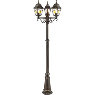Lampadaire Extérieur Janel - Noir Doré - Métal/verre - 3x60w - Ip44