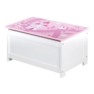 Banc-coffre à Jouets Krone - Blanc / Rose
