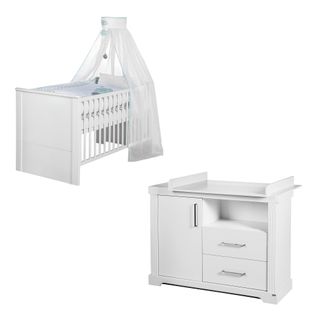 Set De Meuble Maxi - Lit Bébé Évolutif + Commode à Langer - Blanc