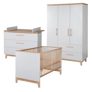 Ensemble De Chambre Caro - Lit Bébé + Commode Á Langer + Armoire 3 Portes