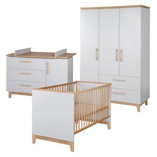 Ensemble De Chambre Caro - Lit Bébé + Commode Á Langer + Armoire 3 Portes