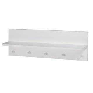 Porte-manteau Mural En Bois Avec Étagère Et 5 Crochets - Gris Clair - Maren 2