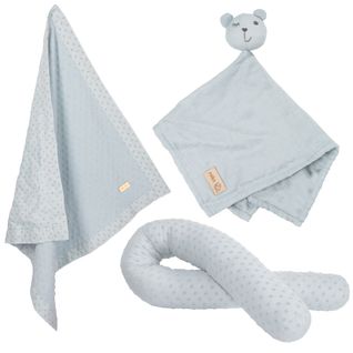 Couverture Bébé + Doudou Et Traversin En Coton Bio Bleu Clair - Lil Planet