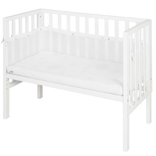 Lit Cododo 45 X 90 Avec Matelas Respirant, Barrière En Toile Et Doublure En Maille - Blanc
