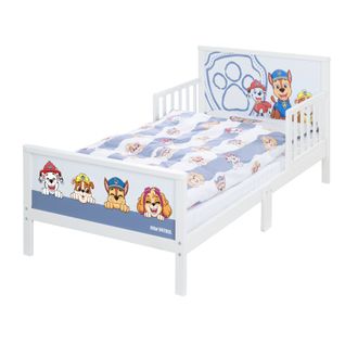 Lit 70 X 140 Cm Paw Patrol Avec Barrières De Sécurité + Sommier Et Linge De Lit - Jusqu'à 7 Ans