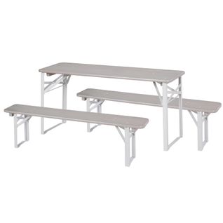 Table Et 2 Bancs Pliables Pour Enfants En Bois Massif Gris - 4 Places - Outdoor Fsc